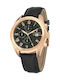 Maserati Battery Chronograph Watch with Leather Strap Black