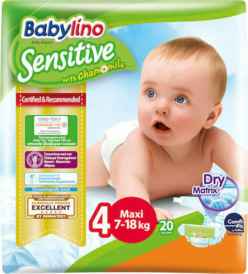 Babylino Tape Diapers Chamomile Sensitive No. 4 for 7-18 kgkg 20pcs