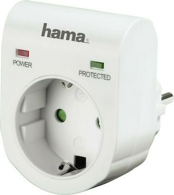 HAMA Single Socket with Surge Protection White