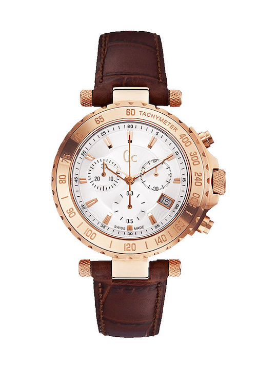 GC Watches Watch Chronograph Battery with Brown Leather Strap