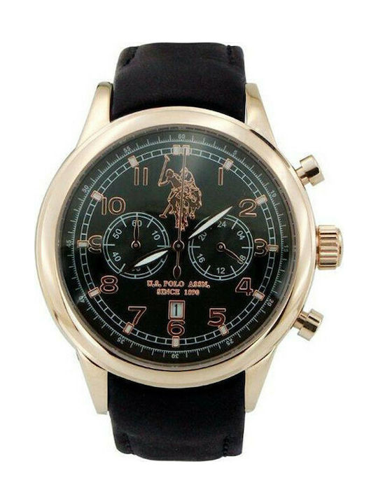 U.S. Polo Assn. Watch Chronograph Battery with Black Leather Strap USP4219BK