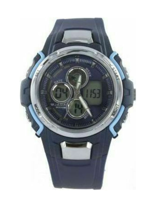 Jaga Watch Chronograph Battery with Blue Rubber Strap AD-78