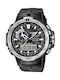 Casio Pro Trek Ανδρικό Ρολόι 43mm Solar με Μαύρο Καουτσούκ Λουράκι