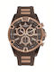 Jacques Lemans Herrenuhr 46mm Chronograph Batterie mit Braun Kautschukarmband