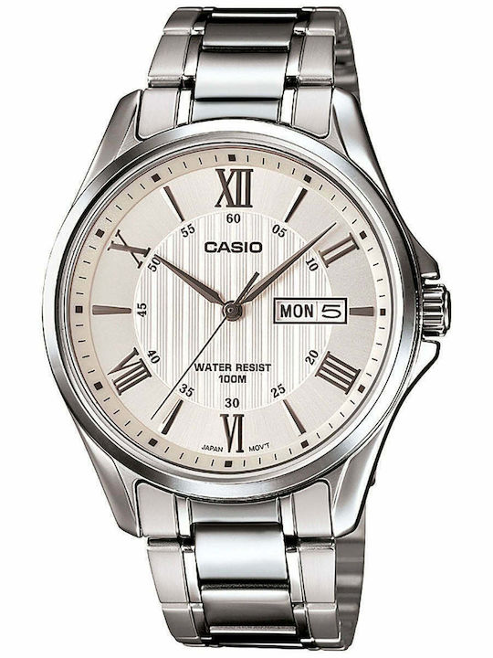 Casio Ceas Barbătesc 41mm Cu Baterie Cu Brățară Metalică Argintie