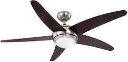 Globo Lighting Ceiling Fan 132cm with Light and Remote Control Silver