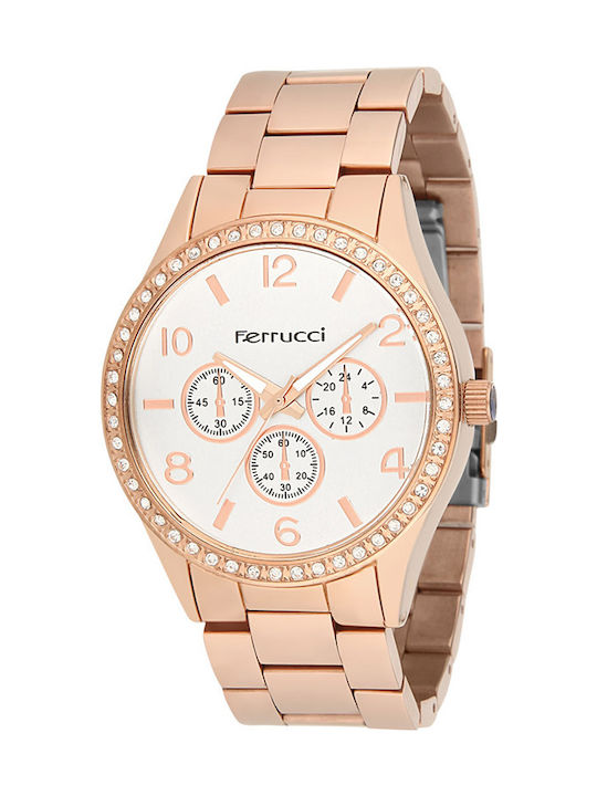 Ferrucci Uhr Chronograph mit Rose Gold Metallar...