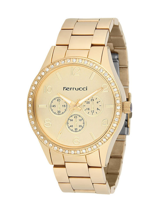 Ferrucci Uhr Chronograph mit Gold Metallarmband Fc6141M.08