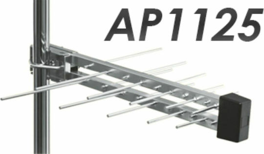 AP1125 Εξωτερική Κεραία Τηλεόρασης (δεν απαιτεί τροφοδοσία) σε Ασημί Χρώμα Σύνδεση με Ομοαξονικό (Coaxial) Καλώδιο