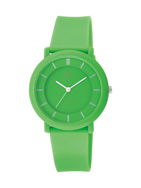 Q&Q Watch with Green Rubber Strap VQ94J006