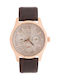 Guess Herrenuhr 43mm Batterie mit Braun Lederarmband