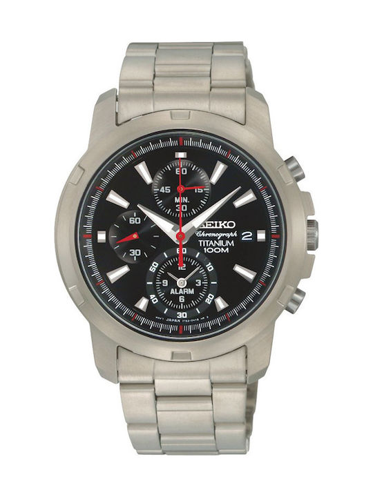 Seiko Ανδρικό Ρολόι Χρονογράφος Μπαταρίας με Ασημί Μεταλλικό Μπρασελέ