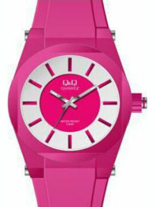 Q&Q Ceas Barbati 51mm Baterie Cu Curea Roz Din Cauciuc