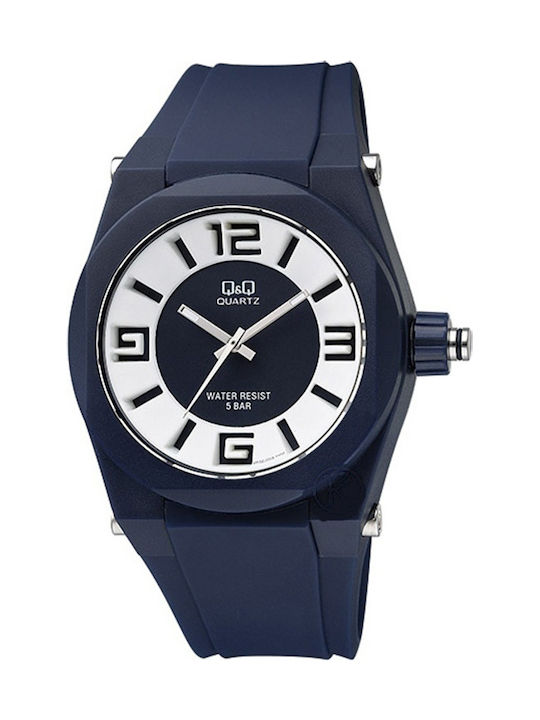 Q&Q Watch with Blue Leather Strap