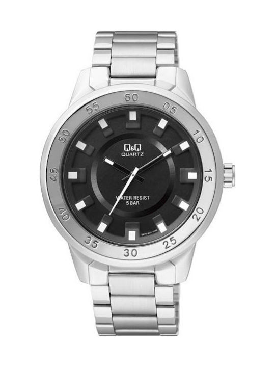 Q&Q Watch Battery with Silver Metal Bracelet Q870J202