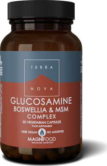 TerraNova Glucosamine Boswellia & MSM Complex Supplement for Joint and Bone Health 50 Vegetable Capsules