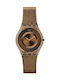 Swatch Watch with Brown Rubber Strap