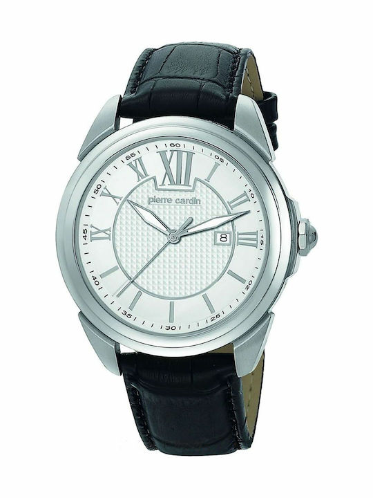 Pierre Cardin Men's Watch 45mm Battery with Black Leather Strap