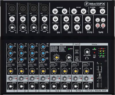 Mackie Mix12FX Consolă Analogică 12 Canale cu Putere fantomă & 4 Intrări XLR