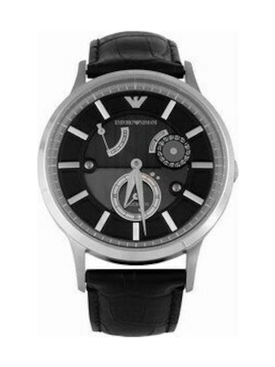 Emporio armani automatic 2025 black leather watch