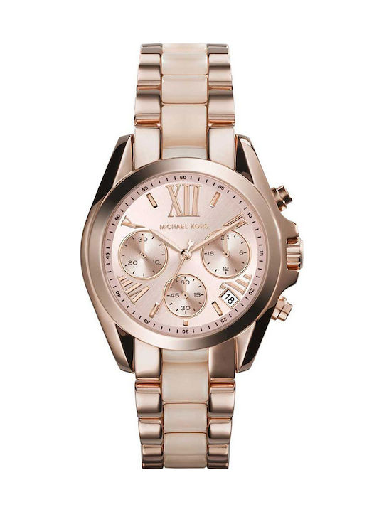 Michael Kors Bradshaw Women's Watch Chronograph with Pink Gold Metal Bracelet