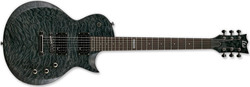 ESP Electric Guitar LTD EC-100QM with HH Pickups Layout, Rosewood Fretboard in See-Through Black