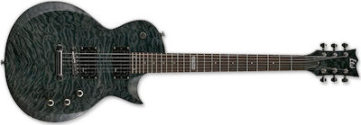 ESP Electric Guitar LTD EC-100QM with HH Pickups Layout, Rosewood Fretboard in See-Through Black