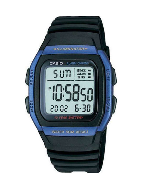 Casio Watch Battery with Black Rubber Strap W-96H-2AVDF