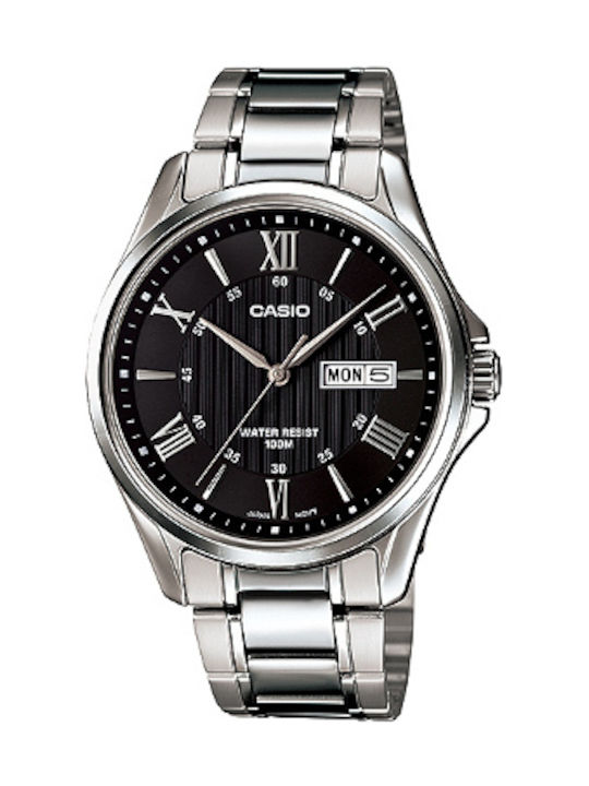 Casio Watch Battery with Black Metal Bracelet MTP-1384D-1AVDF