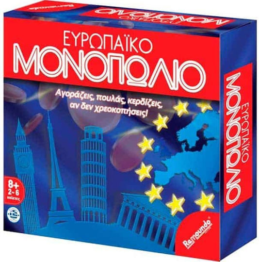 Επιτραπέζιο Παιχνίδι Ευρωπαϊκό Μονοπώλιο με Ευρώ για 2-6 Παίκτες 7+ Ετών Remoundo