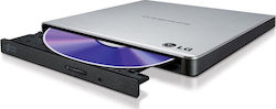 Hitachi-LG Data Storage Εξωτερικός Οδηγός Εγγραφής/Ανάγνωσης CD/DVD για Desktop / Laptop Ασημί