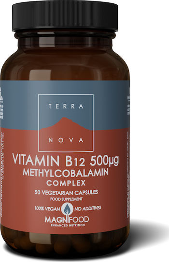 TerraNova Vitamin B12 Methylcobalamin Complex Βιταμίνη για την Υγεία του Νευρικού Συστήματος 500mcg 50 φυτικές κάψουλες