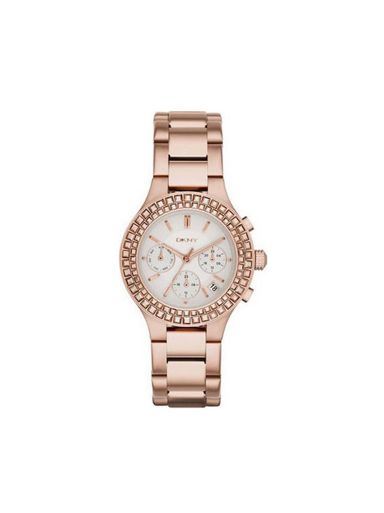 DKNY Watch Chronograph with Pink Gold Metal Bracelet