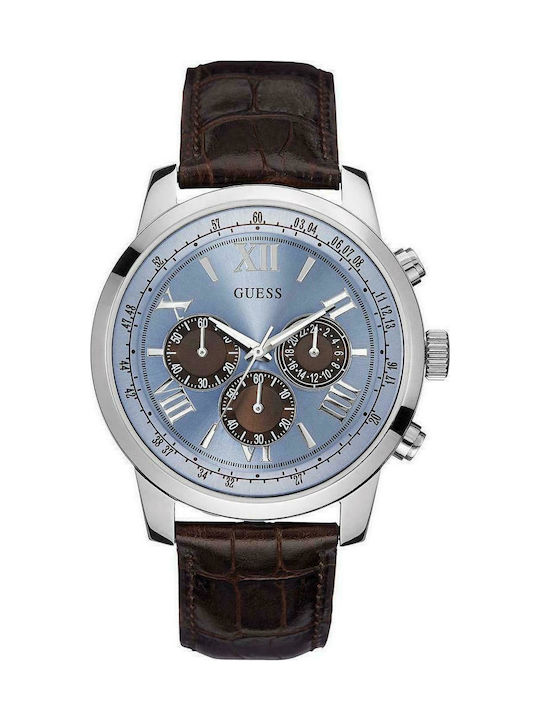 Guess Ceas Cronograf Baterie cu Maro Curea de piele