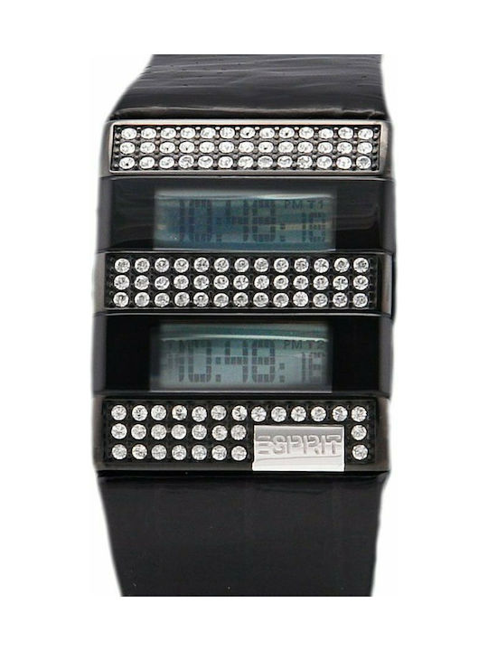 Esprit Digital Watch with Black / Black Leather...