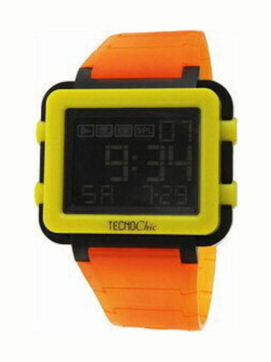 Hoops Digital Ceas de Damă cu Portocaliu / Portocaliu Curea din Cauciuc