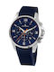 Jacques Lemans Men's Watch 44mm Chronograph Battery with Blue Rubber Strap