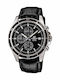 Casio Edifice Men's Watch 43.8mm Chronograph Battery with Black Leather Strap