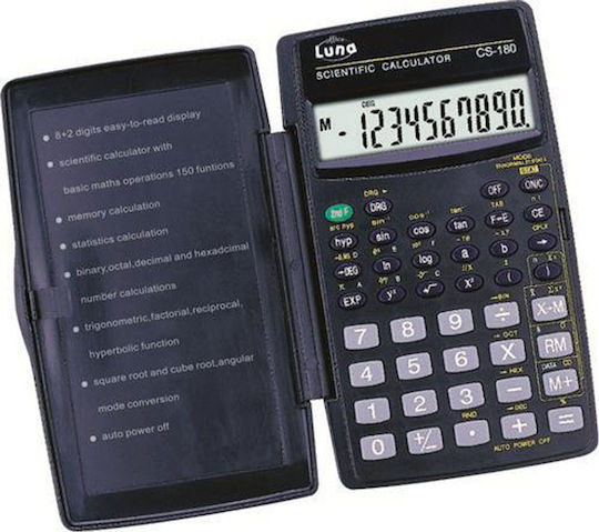 Luna CS-180 Αριθμομηχανή Επιστημονική 10 Ψηφίων σε Μαύρο Χρώμα