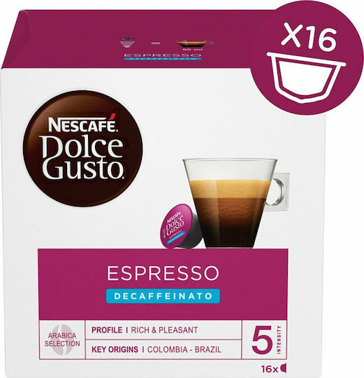 Nescafe Capsule Espresso Dolce Gusto Espresso Decafeinizat Compatibile cu Mașină Dolce Gusto 16 bucăți