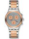 Swatch Irony Мъжки Часовник 40мм Хронограф На Батерия С Розово Злато Метална Гривна