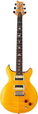 PRS Guitars SE Santana Elektrische Gitarre mit Form SG und HH Pickup-Anordnung Yellow mit Hülle