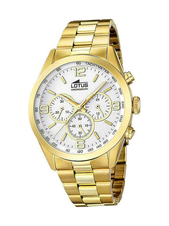 Lotus Watches Uhr Chronograph Batterie mit Gold Metallarmband