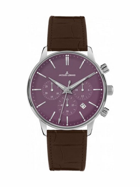 Jacques Lemans Uhr Batterie mit Lederarmband Jacques Lemans Uhr Batterie mit Lederarmband