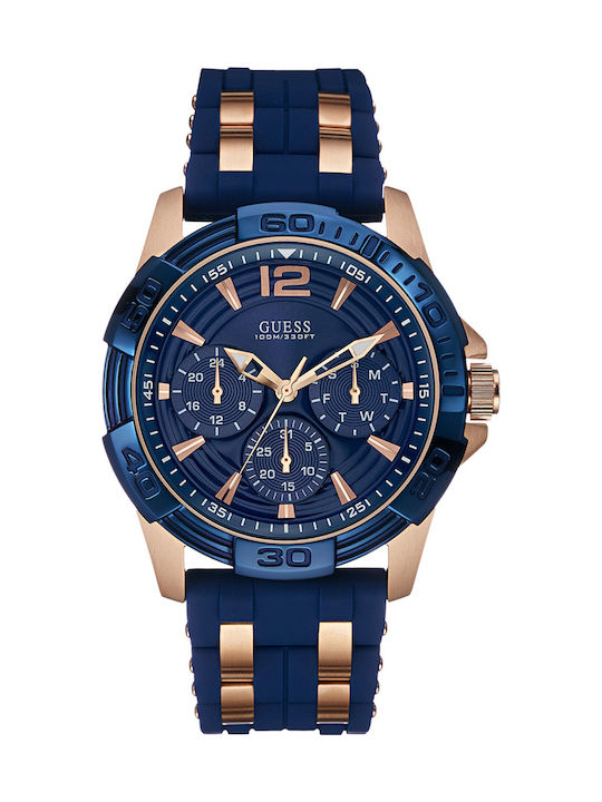 Guess Watch Chronograph Battery with Blue Rubber Strap