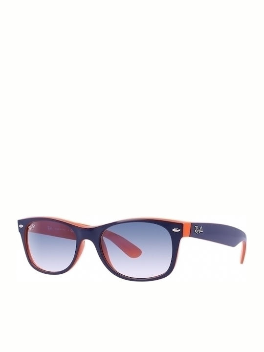 Ray Ban Wayfarer Unisex Sunglasses with Blue Plastic Frame and Light Blue Gradient Lens RB2132 789/3F