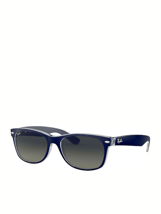 Ray Ban Wayfarer Унисекс Слънчеви Очила с Син Пластмасов Рамка и Черен Преливащ Лещи RB2132 6053/71