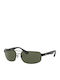 Ray Ban Мъжки Слънчеви Очила с Черна Метална Рамка и Зелени Поляризирани Стъкла RB3445 002/58