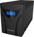 Bitmore U1200LCD UPS Line-Interactive 1200VA 600W με 3 Schuko Πρίζες