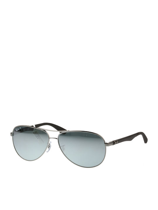 Ray Ban Unisex Sunglasses with Silver Metal Frame and Silver Polarized Mirror Lens RB8313 004/K6